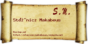 Stánicz Makabeus névjegykártya